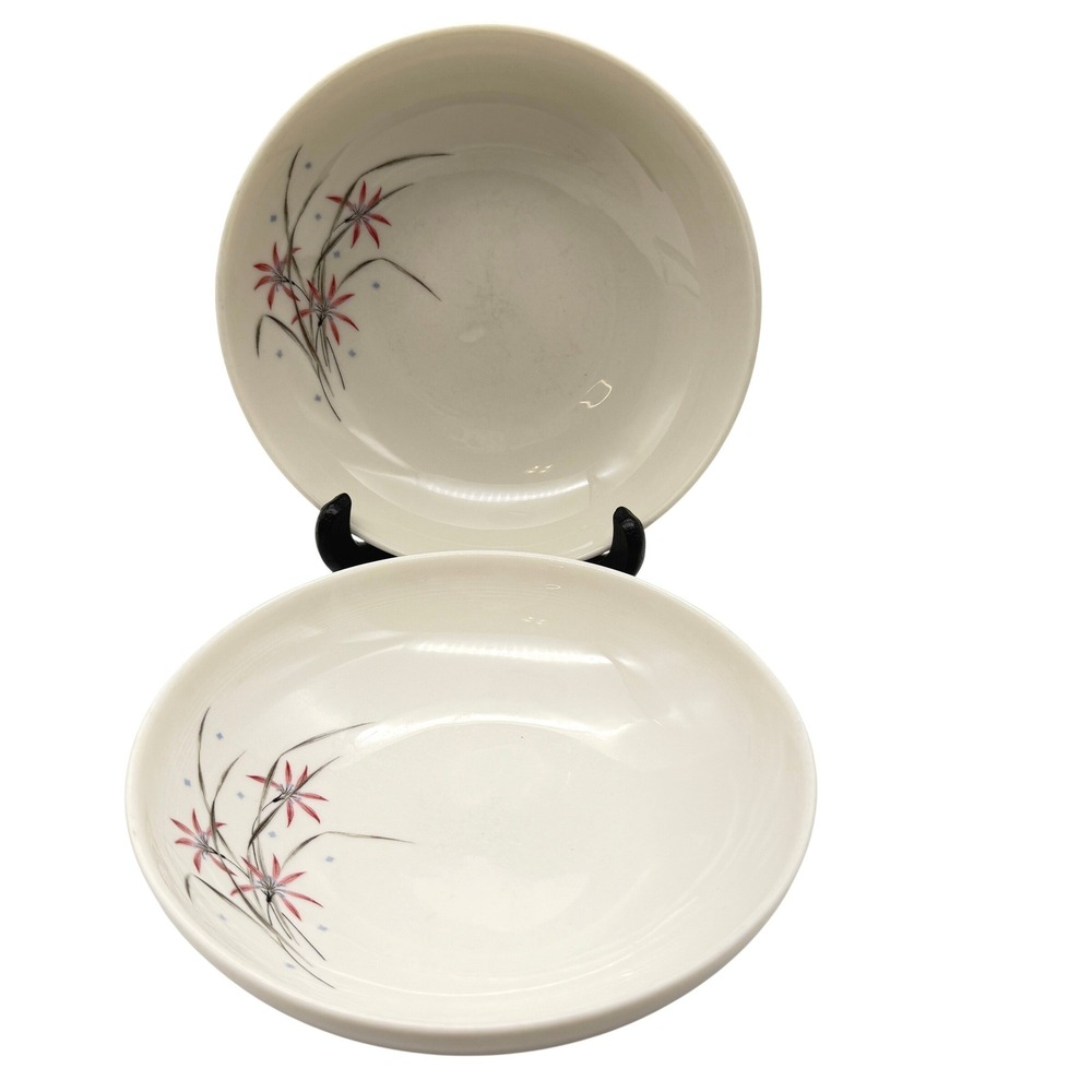 Syracuse China Flame Lily Vintage Cereal Soup Bowls Set of 2 MCM